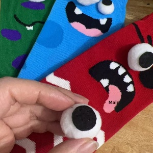 Calzini per Bambini Divertenti e Stravaganti con Faccia di Mostro e Occhi 3D, <span class=keywords><strong>in</strong></span> Cotone Traspirante, Assorbenti, Casual, Lavorati a Maglia - Product Image 5