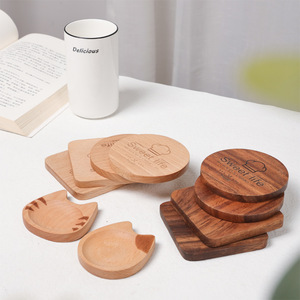 Acacia Wood <b>Coaster</b> <b>Set</b> Round Square Irregular Shape Nordic Style Heat Insulating Coffee Mat With Logo Household Cup Holder - Product Image 1