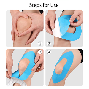 Plester pelindung otot untuk olahraga pra potongan, pita kinesiologi katun elastis hipoalergenik untuk menghilangkan nyeri lutut - Product Image 3