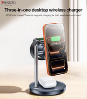 Chargeur sans fil magnétique de bureau 3 en 1 Yesido 25W à charge rapide, refroidissement par turbine, support de téléphone de charge DS40