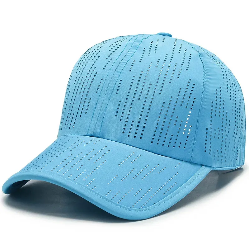 Cappelli sportivi personalizzati per prestazioni ad asciugatura rapida in rete traspirante cappelli sportivi da Baseball blu cielo bianco