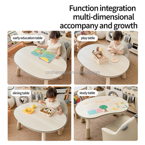 Phong Cách Hiện Đại Bằng Gỗ Đậu Phộng Bàn Ghế Chiều Cao Có Thể Điều Chỉnh Cho Trẻ Mới Biết Đi Trẻ Em Bàn Cho Nhà Hoặc Nhà Giữ Trẻ Với Phim Hoạt Hình Phong Cách - Product Image 3
