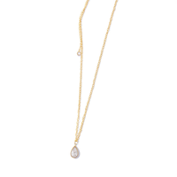 Collier chaîne maille gourmette tendance en acier inoxydable 316L plaqué or PVD, avec pendentif goutte d'eau en pierre gemme, durable et résistant à l'eau, idéal pour les fêtes