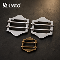 SANKO Boucle de bikini hexagonale argentée en métal bronze antique, clip de maillot de bain à double barre avec extrémité à boule pour maillots de bain et vêtements de plage, fermoir central