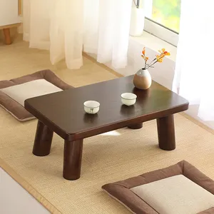 Meja kopi Multifungsi, Kustom kayu Solid angin kecil persegi ujung bulat meja kopi Mini untuk ruang tamu