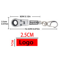 Llave combinada métrica de trinquete de cabeza flexible compacta de 10 mm de alta calidad, estilo vintage, metálica, ligera, con mosquetón para llavero
