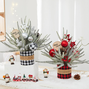 Mini-sapins de Noël artificiels assortis <span class=keywords><strong>en</strong></span> <span class=keywords><strong>pot</strong></span>, décorations de table, petits pinnets de Noël pour la décoration de la maison et du bureau - Product Image 6