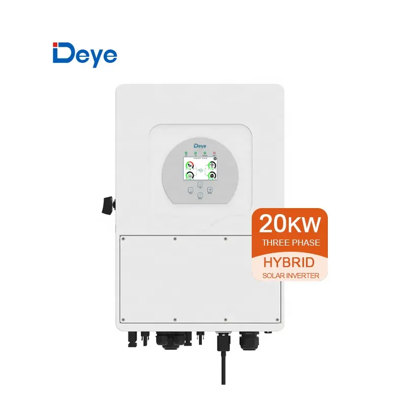 Deye Inverter SUN-20K-SG01HP3-EU-AM2, Penyimpanan Energi tiga fase 20kW 30kw dengan baterai tegangan tinggi