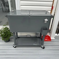 Glacière roulante 76L (80 Qt) avec roues et matériau PP, refroidisseur de boissons portable et rangement inférieur