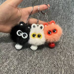 <span class=keywords><strong>Porte</strong></span>-clés en peluche "Starry Eye Coal Ball", breloque mignonne de sac à dos de style anime avec de grands yeux et un <span class=keywords><strong>pompon</strong></span> moelleux - Product Image 3