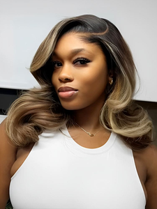 Perruques de cheveux bruts vietnamiens avec point culminant Lagos Hairline Ombre Brown Body Wave 13x6 HD Lace Frontal Wig Side Part Human Hair - Product Image 6