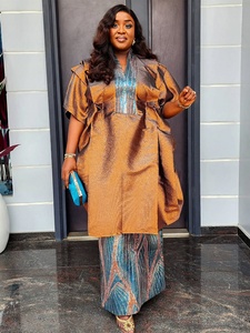 Afrikanisches Kurzarm-Kleidungsset für Damen, 2-teilig, Oberteil und Rock, Anzüge, Ankara, Türkei, Outfits, Abendkleid, Übergröße, Hochzeits- und Partykleid - Product Image 4