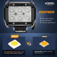 Winfull Nueva Lámpara de Trabajo LED Todoterreno de 4 Pulgadas 18W 6LED 6500K de Fila Triple/Doble para Parachoques de SUV/Camión 1900LM Fundición a Presión