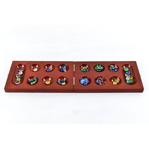 गहरे लकड़ी के मैनाला सेट, बहु-रंग ग्लास बेड्स स्मार्ट सामरिक बोर्ड गेम के साथ बच्चों के लिए स्मार्ट सामरिक बोर्ड गेम गोल्डन बीन्स - Product Image 3