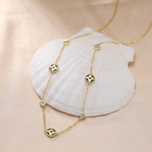 عقد قلادة من الفضة الإسترليني S925 gn64 من RINNTIN gn64 بسعر الجملة S925-5A CZ بأربع أوراق برسيم - Product Image 3