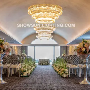 Lustre de luxe suspendu à led, décoration d'hôtel de mariage, grand lustre en cristal rond moderne, éclairage