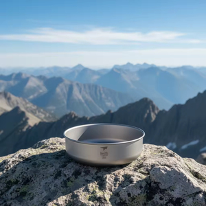 Bol en titane pur ultraléger de qualité supérieure, vaisselle écologique, à paroi simple, pour salade et nouilles, 700 ml, finition sablée gris argenté, moderne - Product Image 5