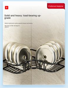 Gran oferta, estante de trípode de baño de <span class=keywords><strong>Metal</strong></span> de un solo nivel, estantes de pared de esquina sin agujeros para champús, herramientas, estantes de baño triangulares - Product Image 5