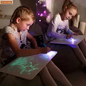 Jumon Glow 칠판 어린이 재미있는 보드 페인팅 프로젝터 그리기 무선 태블릿 스마트 LED 야간 조명 펜 패드 장난감 유아를위한