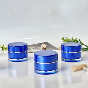 High Quality 10g15g 20g30g Blue Night Cream Jar Acrylic PS Cosmetics Straight Round Shape Double Wall <strong>Sample</strong> <strong>Container</strong> - Product Image 2