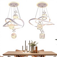 Lustre de restaurant moderne et créatif, style luxe léger, en cristal, LED à intensité variable en continu, en fer et aluminium, pour chambre principale et salon