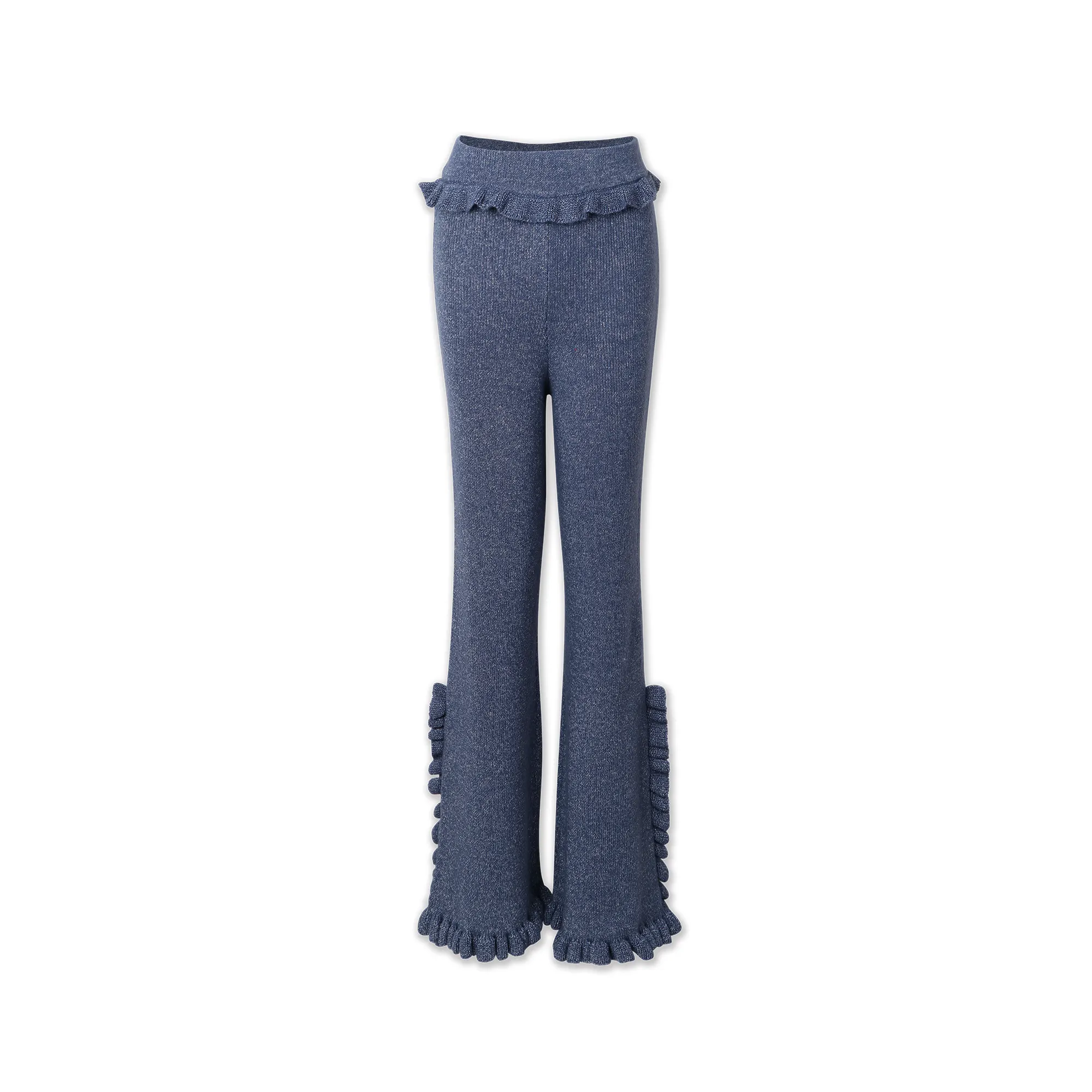 महिलाओं के लिए फैशनेबल उच्च गुणवत्ता वाले टैसल्स पॉइंटेल निट वाइड लेग पैंट