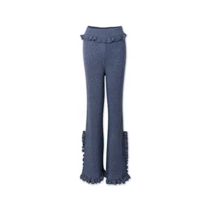 Pantaloni a gamba larga in maglia con nappe di alta qualità alla moda per le donne