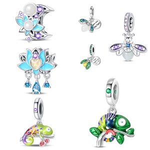 Diseño Personalizado - Cuentas Luminosas Estilo <span class=keywords><strong>Pandora</strong></span> <span class=keywords><strong>Originales</strong></span> con Forma <span class=keywords><strong>de</strong></span> Camaleón y Luciérnaga para Pulsera, Joyería <span class=keywords><strong>de</strong></span> Plata 925 con Baño <span class=keywords><strong>de</strong></span> Cobre - Product Image 1