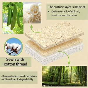Esponja Vegetal Natural <span class=keywords><strong>de</strong></span> Luffa para Lavar Platos, Biodegradable, Compostable, <span class=keywords><strong>de</strong></span> Alta Absorción, Forma Cuadrada - Product Image 2