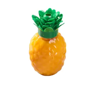 Custom Logo 500ml Plastic Led Light pineapple Cup Jar Drinking Fruit Juice Water Bottle With Straws For Party
