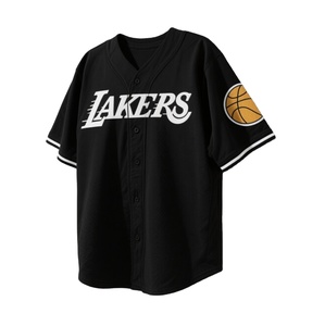 Logotipo personalizado <span class=keywords><strong>Lakers</strong></span> Béisbol Jersey Poliéster Baloncesto Equipo Fans Béisbol Jersey - Product Image 2