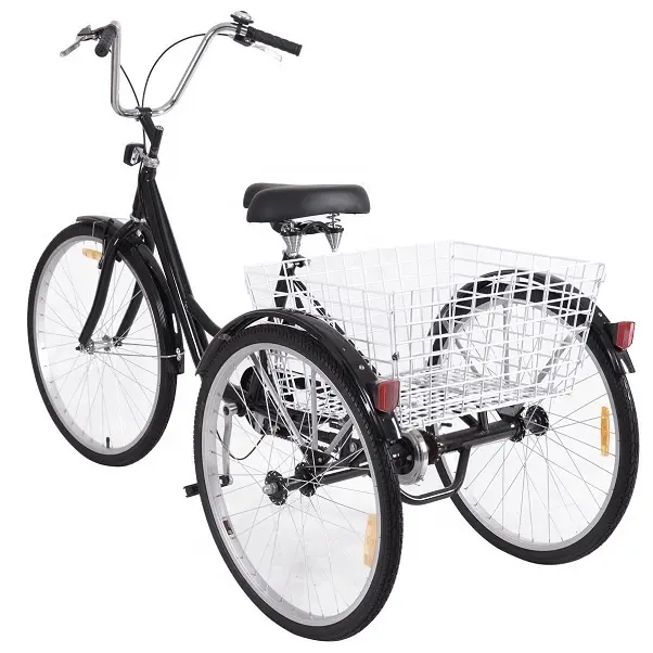 Односкоростной трехколесный велосипед для взрослых, регулируемое по высоте сиденье, 3 больших колеса, колеса 26 дюймов, Pedicab