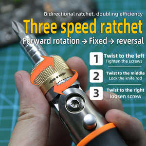 Kit de tournevis à cliquet portable 10-en-1 bidirectionnel réglable finition chromée avec embouts <span class=keywords><strong>Phillips</strong></span>, multifonction pour le bricolage - Product Image 5