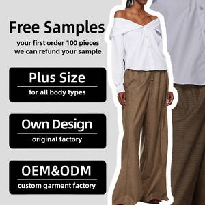Custom-made High Waist Wide Leg <strong>Plaid</strong> <strong>Trousers</strong> <strong>Women</strong> Elegant Checkered Loose Fit Pants Chic Oversized <strong>Trousers</strong> Summer/Autumn - Product Image 2