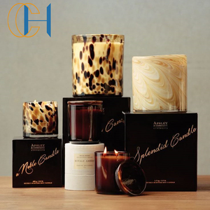 C & H logotipo personalizado vela perfumada de vidrio de lujo <span class=keywords><strong>3</strong></span> Mechas varios festivales tarro de cera de soja Etiqueta Privada vela de molde de silicona perfumada - Product Image 2