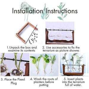 A mano di Alta Borosilicato Terrario Vaso Di Vetro Del Desktop Fioriera con Supporto In Legno - Product Image 6