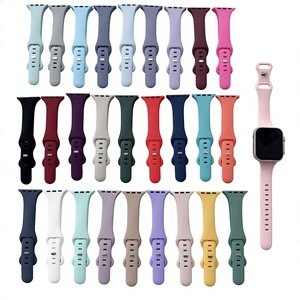 <span class=keywords><strong>Bracelet</strong></span> en silicone <span class=keywords><strong>Apple</strong></span> Small Waist, couleur unie, avec boucle papillon et boucle en forme de 8, style amincissant pour iWatch - Product Image 1