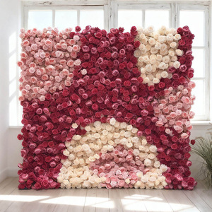 Muro de fondo para fotos de influencers, con tela de flores de seda sintética de colores variados y base de rosas, personalizable para decoración de hoteles, eventos y <span class=keywords><strong>bodas</strong></span>. - Product Image 1
