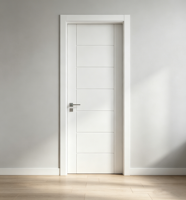Porte intérieure minimaliste à 7 panneaux, style affleurant, blanc apprêté, porte à panneaux pleins, portes à âme pleine pour maisons