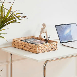 Plateau de service décoratif en rotin fait main du Vietnam, avec poignées en osier naturel tressé, design moderne, qualité commerciale pour restaurant - Product Image 5