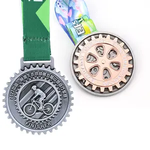 WTD Manufacturer Custom Quality Blank Pacer Virtual Sports Gear Cycling Spin Rotating Metal Medals