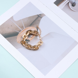 European American Minimalist Punk Metal Chain Necklace <b>Bracelet</b> <b>Set</b> Women's Everyday Wear Geometric Oval Design Yiwu City Origin - Product Image 3
