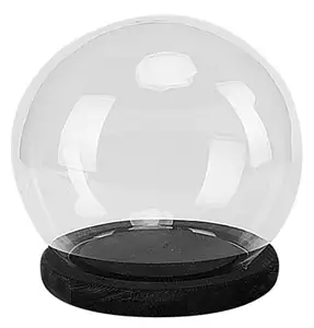 Изготовленный На Заказ снежный глобус прозрачное стекло 6-дюймовый Террариум & Память дисплей глобус с черным деревянное основание