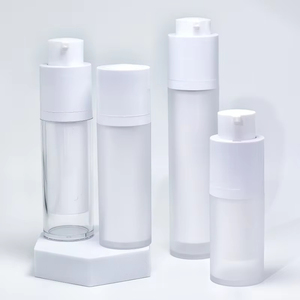 Cosmetic Luxury pp Airless Pump Bottle 15ml 30ml 50ml White Double Wall Airless Serum Bottle With Frosted Refillable Bottle - Product Image 5