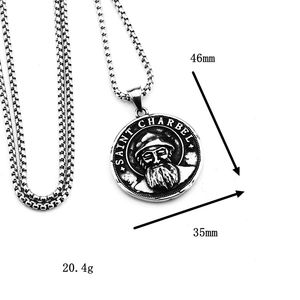 Saint Charbel Christian Medal Pendant <b>Tungsten</b> Unisex Religious Charm Necklace - Product Image 5