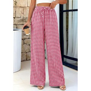 Gingham Pajama <b>Pants</b> Women Lightweight Cotton Wide Leg Palazzo <b>Plaid</b> Trousers Summer Casual Breathable <b>PJ</b> Bottoms - Product Image 3