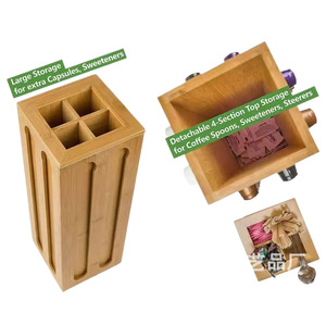 Estante de almacenamiento de cápsulas de café de madera, organizador giratorio multicapa de madera maciza para uso en escritorio, estante de bambú de gran capacidad - Product Image 5