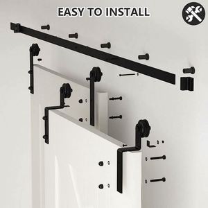 WEKIS Kit de Herrajes Contemporáneo de Acero para Puertas Correderas de Granero (Bypass) para Interiores de Baños, Dormitorios y Cocinas, Insonorizado y Duradero, de Colgar - Product Image 5