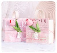 Handgefertigte Tulpen-Ölgemälde Geschenkbox Starre Schachteln mit Glanzlaminierung und Prägung für Valentinstag Geburtstagsgeschenke