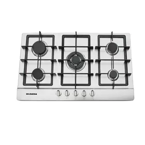 Xunda Crystal Battery Plaques de cuisson à gaz en acier inoxydable Plaque de cuisson intégrée 90cm 5 brûleurs Cuisinière de cuisine Cuisinière